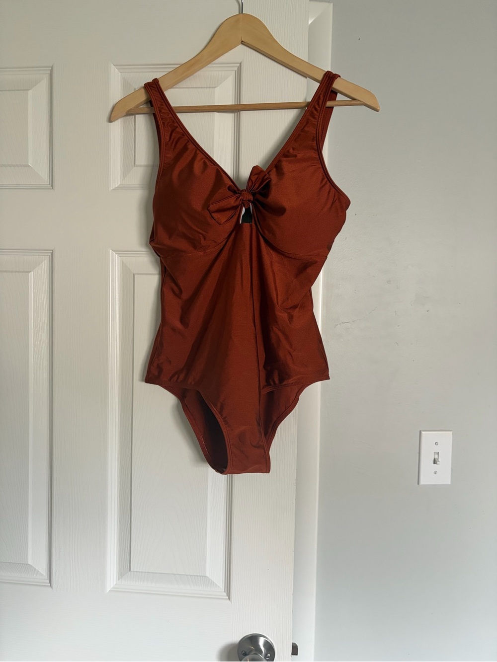 Geode Women’s Rust Red One-Piece Swimsuit with Front & back Tie